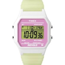 Timex Womens T2n3819j Fashion Digitals Premium Pink Face Glow In The Dark Strap