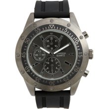 Titanium Dome Crystal Silicone Strap Watch Gunmetal/ Black