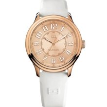 Tommy Hilfiger 1781286 White Silicone Strap Rose Gold Bezel Ladies Watch