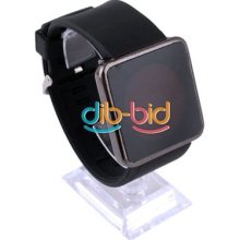 Touch Screen Red Led Watch / Digital Square Face Silicone Watches Whith Band