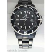 Toy Watch Unisex 32101bk Submariner Watch Black Date Black Dial Plastiramic