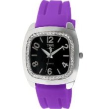 Trax Women's TR1740-BPR Malibu Fun Purple Rubber Black Dial Crystal