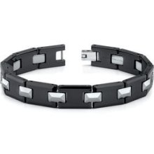 Tungsten and Ceramic Link Bracelet for