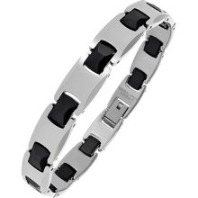 Tungsten And Ceramic Men's Link Bracelet