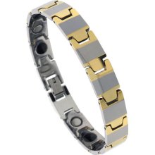 Tungsten Carbide & Ceramic Magnetic Bracelet, 2-tone W/ Bar Links Btn152