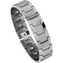 Tungsten Carbide Magnetic Bracelet, W/ Faceted Bar Links Btn168