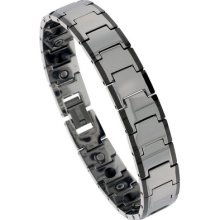 Tungsten Carbide Magnetic Bracelet, W/ Black Edge Bar Links Btn143