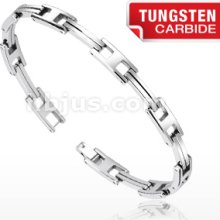 Tungsten Carbide Solid Double Bar Link Bracelet