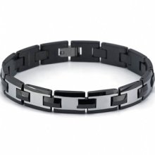 Tungsten Steel with Black Ceramic Men's Bracelet 8.5 Inch