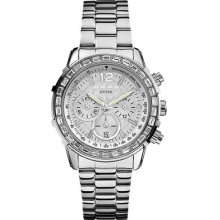 U0016l1 Guess Silver Crystal Chronograph Ladies Watch Latest