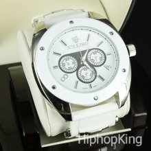 Unique Casual Wrist Watch Water Resistance Sports White Hands Big Face Low Price