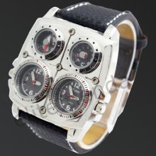 Unique Double Time Cores Mens Lady Quartz Analog Sports Watch