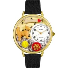 Unisex Chihuahua Black Skin Leather and Goldtone Watch in Gold ...