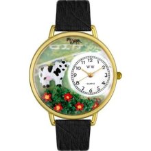 Unisex Cow Black Skin Leather and Goldtone Watch in Gold ...