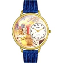 Unisex Drama Theater Royal Blue Leather and Goldtone Watch in Gol ...