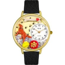 Unisex Irish Setter Black Skin Leather and Goldtone Watch in Gold ...