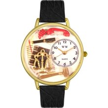 Unisex Lawyer Black Skin Leather and Goldtone Watch in Gold ...