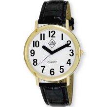 Unisex LV Watch Gold Tone With White Face and Leather Band