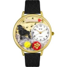 Unisex Poodle Black Skin Leather and Goldtone Watch in Gold ...