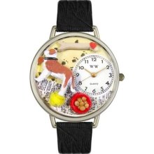 Unisex Saint Bernard Black Skin Leather and Silvertone Watch in S ...