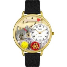 Unisex Schnauzer Black Skin Leather and Goldtone Watch in Gold ...