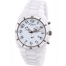 Used Mens Chronograph White Ceramic Wrist Watch G-mhlazzow