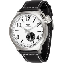 Vestal Canteed Leather Silver Black White Luminous Watch Ctn3l03