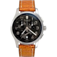 Victorinox Alliance Chrono Men's Quartz Watch With Black Dial Chronograph Display And Brown Leather Strap 241294