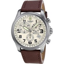 Victorinox Infantry Vintage Chronograph Beige Dial Stainless Steel Mens Watch