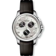 Victornox Swiss Army 241454 Mens Chrono Rubber Silver Dial Quartz Movement