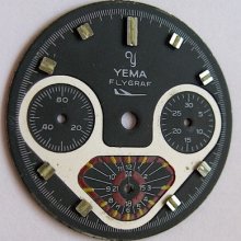 Vintage Dial Yema Flygraf Black & White Color 3 Registers