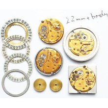 Vintage Gold Copper Round Watch Movements Parts Lot 22MM Steampunk Jewelry Pairs Tiny Gears