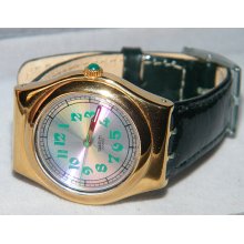 Vintage Ladies Spring Summer 1993 Swatch Swiss Greengammon Irony Medium LG100 Watch