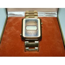 Vintage Mido Lcd Men's Watch Gold Wristwatch, Never Used, W/box Rare Watch Swiss