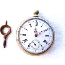 Vintage Pocket Watch Key Wind Rubis Cylindre French Double Case