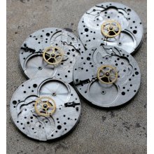 Vintage pocket watch movement parts -- plates -- set of 4 -- D6