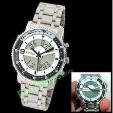 Water Resistant Men's Digital Analog 2 Dual Time Zone Sport Watch