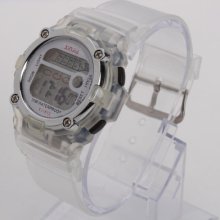 Waterproof Digital Display Led Electronic Sport Silicone Wrist Watch White