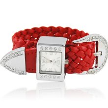 Weave Width Bracelet Width Strap Woman's Quartz Square Dial Watch R