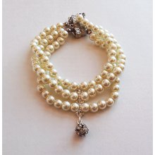 Weddings Ivory Chunky Layered Glass Pearl Bracelet-Bridsmaids Gifts