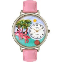 Whimsical Unisex Flamingo Pink Leather Watch,