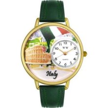 Whimsical Unisex Italy Hunter Green Leather And Goldtone Watch #G ...