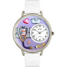 Whimsical Unisex Nurse Purple White Skin Leather And Silvertone W ...