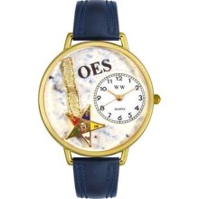 Whimsical Watches Gold Whims-G0710010 Unisex G0710010 Order Of The Eastern Star Navy Blue Leather Watch