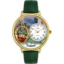 Whimsical Watches Ireland Hunter Green Leather And Goldtone Watch #G1420004