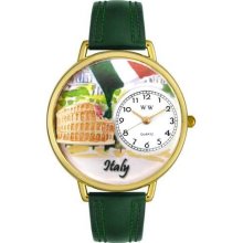 Whimsical Watches Italy Hunter Green Leather And Goldtone Watch #G1420005