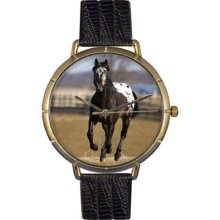 Whimsical Watches N0110022 Women'S N0110022 Appaloosa Horse Black Leather And Goldtone Photo Watch