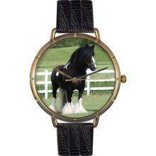 Whimsical Watches N0110026 Women'S N0110026 Gypsy Vanner Horse Black Leather And Goldtone Photo Watch