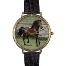 Whimsical Watches N0110029 Women'S N0110029 Morgan Horse Black Leather And Goldtone Photo Watch