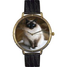 Whimsical Watches N0120027 Women'S N0120027 Birman Cat Black Leather And Goldtone Photo Watch